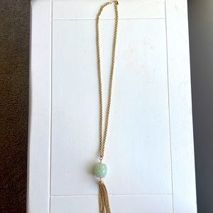 Gold Jade Tassel Necklace